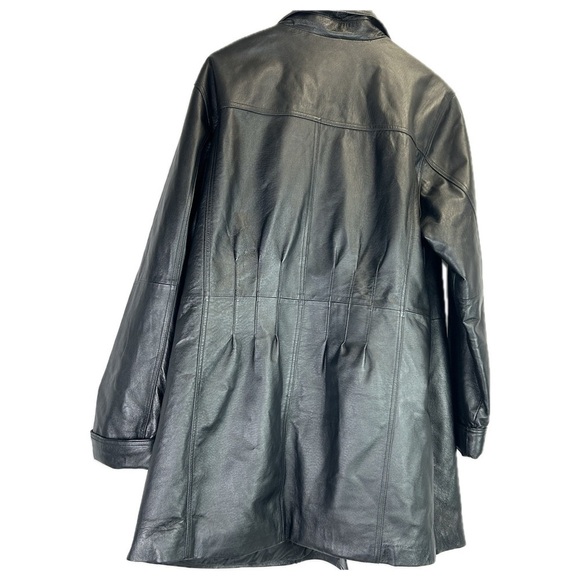 Veranesi Leather Double Breasted Quilted Lining Heavy Winter Black Coat - Picture 5 of 11